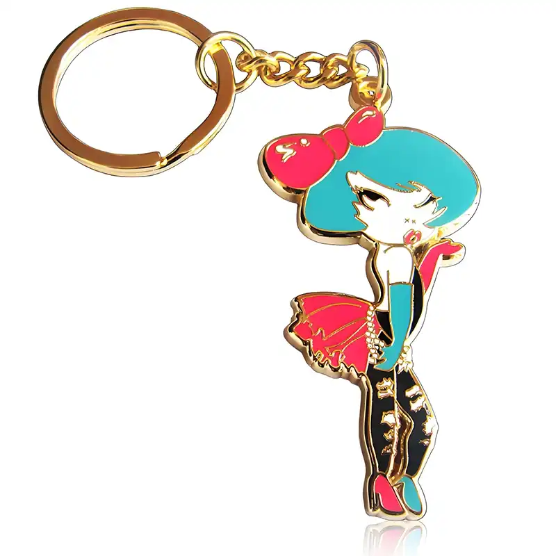 pink bow enamel keychain