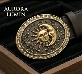 Aura Celestial Engraved, Gold & Pave Belt Buckle