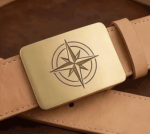 Custom Logo Belt Buckle with Compass Engraving